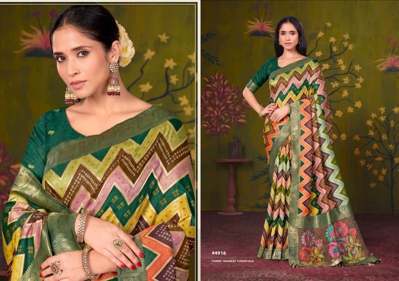 Multi Colour Norita 44900 Rooh By Mahotsav Tussar Silk Sequence Work Designer Saree 44916